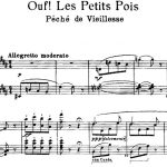 Extrait de la partition Illustration : "Ouf! Les petits pois" de Gioachino Rossini (issu du Volume V de l'Album pour les enfants adolescents — Pêchés de vieillesse), éditions Edwin Kalmus, NY