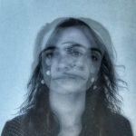 photo de marie-france leccia composée de trois portraits superposés
